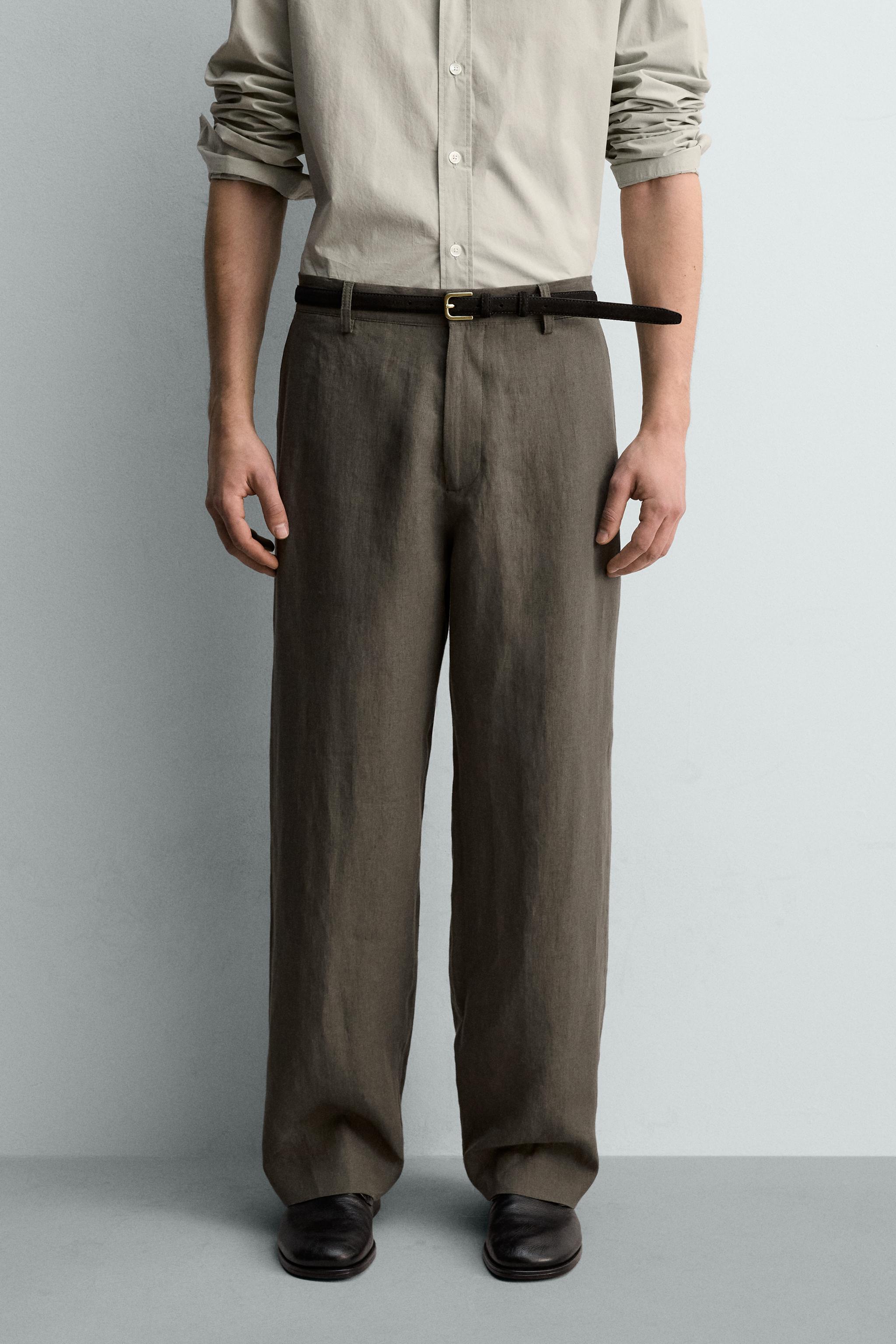 100% LINEN STRAIGHT FIT PANTS